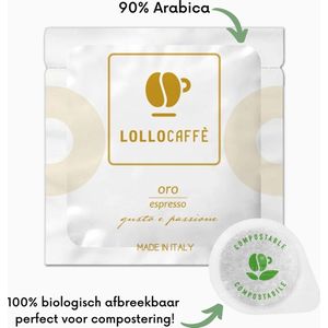 Lollo Caffè ""Oro"" Arabica Koffie - ESE Koffiepads - 150 stuks - Napolitaanse gebrande koffie