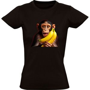 Banana Monkey Dames T-shirt - dier - dieren - banaan - monkey - aap