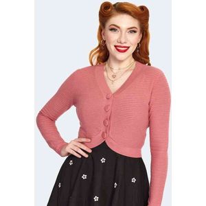 Voodoo Vixen - Peach Textured Knit Crop Cardigan - L - Roze