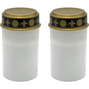 Topten Grafkaars/gedenklicht - 2x - LED licht - wit - D6,8 x 12,3 cm