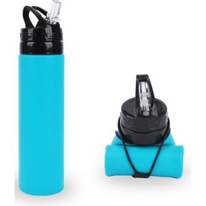 Opvouwbare siliconen waterfles 600 ml capaciteit lekvrije opvouwbare waterfles BPA vrije siliconen sportwaterfles ultralichte oprolbare waterfles voor sportschool buiten reizen wandelen kamperen