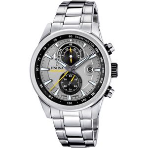 Festina F20694/4 Heren Horloge - Chronograaf - Mineraalglas - Roestvrijstaal/Staal - Zilverkleurig - Ø 44 mm - Quartz - Vouw/Vlindersluiting