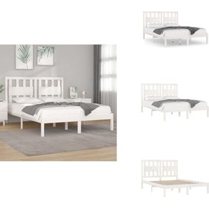 vidaXL Bedframe - Bedframes - Tweepersoonsbed - Bed - Bedframe massief grenenhout wit 180x200 cm