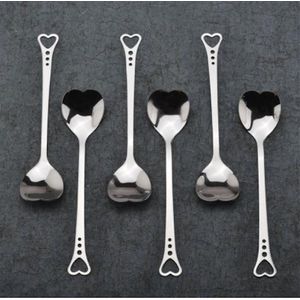 Theelepel - Koffielepel – Hartvormig - Set van 6 stuks