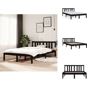 vidaXL Bedframe Zwart - 205.5 x 125.5 x 69.5 cm - Hoogwaardig Grenenhout - Stabiel - Comfortabel Hoofdeinde - Geschikt voor matras 120 x 200 cm - Montage vereist - vidaXL - Bed