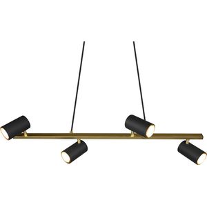 LED Hanglamp - Trion Milona - GU10 Fitting - 4-lichts - Rond - Mat Zwart/Goud - Aluminium