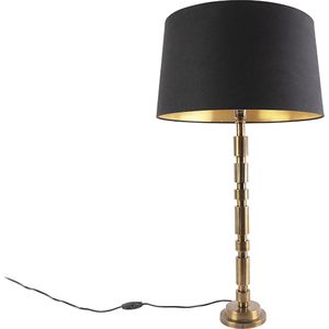 QAZQA torre - Art Deco Tafellamp met kap - 1 lichts - H 820 mm - Zwart - Woonkamer | Slaapkamer