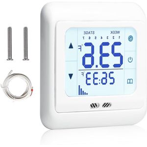 Touchscreen Digitale Vloerverwarming Thermostaat met Externe Sonde - Wandthermostaat en Kamertemperatuurregelaar .