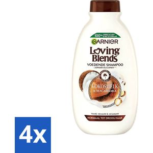 Garnier - Loving Blends - Shampoo - Kokosmelk & Macadamia - Normaal tot Droog Haar - 300 ml - Voordeelverpakking - 4 stuks