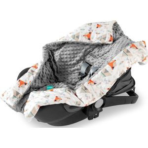 Navaris zachte wikkeldeken voor babyzitje - Babydeken compatibel met Maxi Cosi en wandelwagen - Universeel en geschikt voor driepuntsgordel - Vos