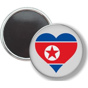 Button Met Magneet - Hart Vlag Noord Korea - NIET VOOR KLEDING