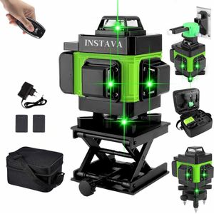 Instava 4D 16-lijn Kruislijnlaser - Zelfnivellerende 360° Graden Groene laser - Incl. accu & handige draagtas - Lijnlaser - Bouwlaser - Laserwaterpas