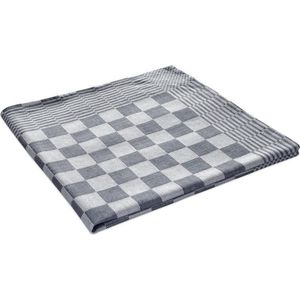 Theedoeken, 6 Stuks, Zwart en Wit Geblokt, 70x70cm, Treb Towels