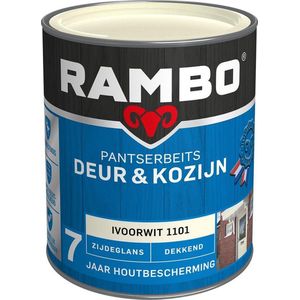 Rambo Pantserbeits Deur & Kozijn Zijdeglans Dekkend - Super Vochtregulerend - Ivoorwit - 0.75L