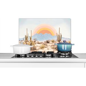 Spatscherm keuken 60x40 cm - Kookplaat achterwand Cactussen - Planten - Natuur - Zon - Muurbeschermer - Spatwand fornuis - Hoogwaardig aluminium