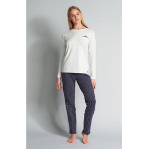 Tom Tailor Pyjama lange broek - 625 Grey/Blue - maat 46 (46) - Dames Volwassenen - Katoen/elastaan- 60020-6061-625-46