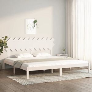 The Living Store Bedframe Massief Grenenhout - Moderne Slaapkamer - Afmeting- 205.5 x 205.5 cm - Comfortabel Hoofdeinde - Kleur- Wit