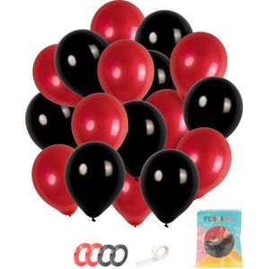 Festivz 40 stuks Rood Zwart Ballonnen – Rode Ballonnen Decoratie – Feestversiering – Red - Feest