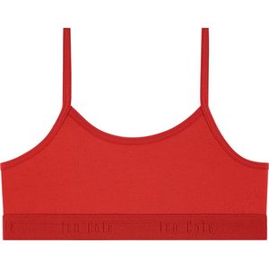 Basics crop top spaghetti rood voor Meisjes | Maat 134/140