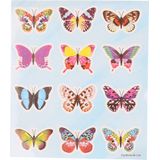 3x Velletjes agenda/dagboek/fun hobby kinder vlinder stickers - 12 gekleurde vlinders per velletje van 10 x 12 cm - Dieren speelgoed