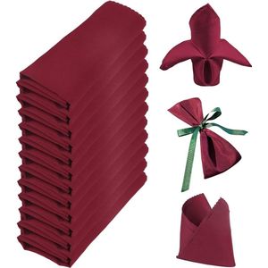 Stoffen servetten, 48 x 48 cm, 12 stuks, hoogwaardige rode servetten, wijnrood, textiel servetten, stoffen servetten, zachte stoffen servetten, zacht, comfortabel, gemakkelijk te strijken voor