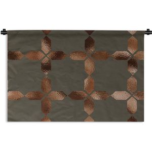 Wandkleed Luxe patroon - Luxe patroon met bronzen vierkanten tegen een donkere achtergrond Wandkleed katoen 60x40 cm - Wandtapijt met foto
