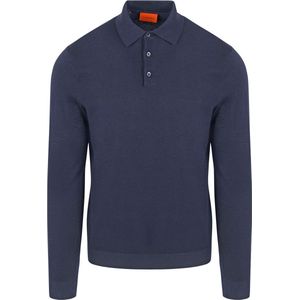 Suitable Compact Cotton Poloshirt Navy - Heren - Longsleeve polo