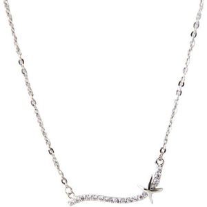 Fate Jewellery Ketting FJ428 - Silver Starbar - 45cm + 5cm - Zilverkleurig met zirkonia kristallen