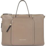 PIQUADRO Leren Laptoptas Business tas met laptopvak Circle Computer And Tablet Briefcase Taupe