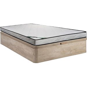 NATUREA Set 160 x 200 cm bedbodem met opbergruimte, licht naturel + matras van schuim en tijk van bamboe van 15 cm dik - KANANI van NATUREA L 200 cm x H 30 cm x D 160 cm