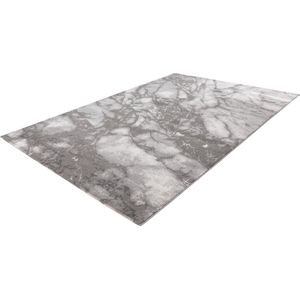 Lalee Marmaris Vloerkleed Superzacht Shiny 3D effect Marmerlook betonlook Tapijt laag polig Karpet maat 160x230 cm Zilver