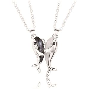 Sparkolia duo dolfijn kettingen | zilver | magnetisch koppel walvis ketting liefde | Sparkolia Vriendschapskettingen | Valentijn cadeau