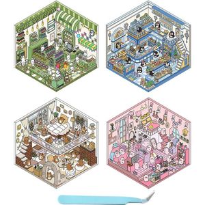 3D-huisstickerset met 4 motieven voor doe-het-zelf en sfeerverlichting