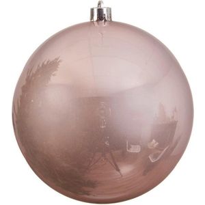 4x Grote lichtroze kunststof kerstballen van 14 cm - glans - lichtroze kerstboom versiering