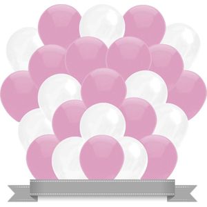 Ballonnen Baby Roze / Wit (30ST)