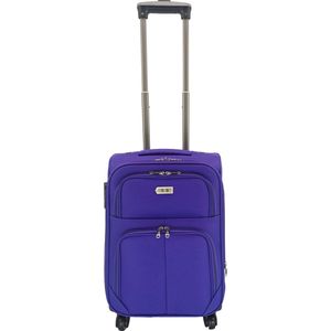 SB Travelbags Handbagage stoffen koffer 55cm 4 wielen trolley - Paars