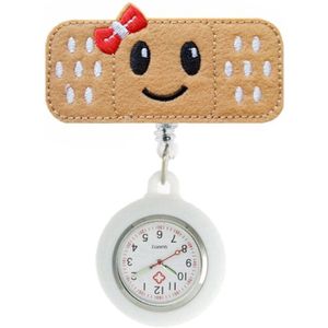 Fako® - Verpleegstershorloge - Zusterhorloge - Verpleegster Horloge - Roller Pleister - Emoji Strikje Rood - Wit