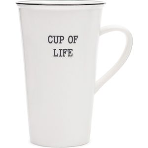 Riviera Maison Mok Met Tekst Wit grote theemok met oor - Cup Of Life Grote mok 400 ml