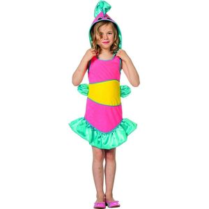 Wilbers & Wilbers - Tropische Koraal Vis Great Barrier - Meisje - Multicolor - Maat 104 - Carnavalskleding - Verkleedkleding