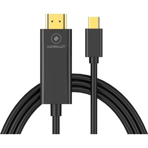 LUXWALLET CHB1 Mini DisplayPort (Thunderbolt) naar HDMI-kabel – 4K 30Hz –10.8Gbps - 1.8M – Zwart