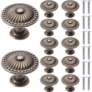 Set van 12 Vintage Lade Knoppen en Deurhendels voor Keukenkastjes en Meubels