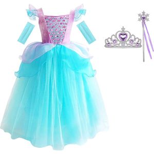 Het Betere Merk - Prinsessenjurk meisje - verkleedkleding - maat 128/134 (130) - carnavalskleding - cadeau meisje - zeemeermin verkleedkleren