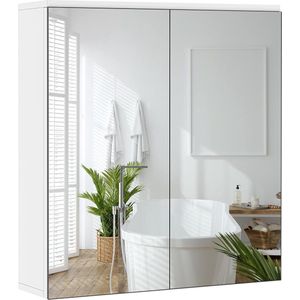 Badkamerkast met 2 spiegeldeuren hangkast spiegelkast voor badkamer 2-traps badkamerkast in hoogte verstelbare plank
