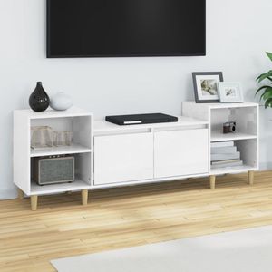 The Living Store Tv-meubel - - 6 vakken - Hoogglans wit - 160 x 35 x 55 cm (B x D x H)