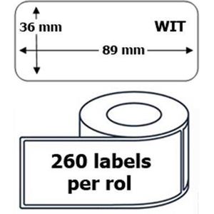 5x Dymo 99012 compatible 260 labels  / 36 mm x 89 mm / wit / papier