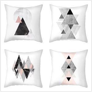 Set van 4 fluwelen kussenslopen 50x50 cm - Geometrische grijs-witte decoratieve kussenhoezen voor binnen en buiten