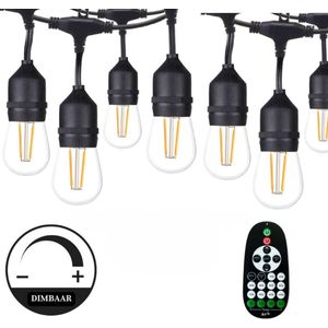 Lichtendirect - Lichtsnoer - 15 Meter 15 LED lampen - Afstandsbediening dimbaar - Waterbestendig IP-65 - Lichtsnoer voor buiten - Tuinverlichting - Terrasverlichting - Buitenverlichting - Lichtslinger - Prikkabel