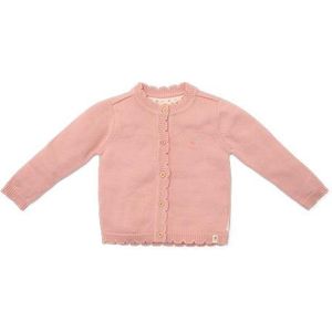 Little Dutch Vest Meisje - Maat 74 - Gebreid Vest Ruches - Kinderkleding Meisjes - Roze - Biologisch Katoen - Little Farm Soft Rose