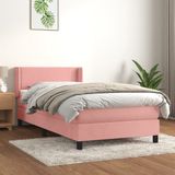 vidaXL - Boxspring - met - matras - fluweel - roze - 100x200 - cm
