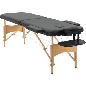 Inklapbare Massagetafel met Hoofdsteun - Verstelbare Massagetafel voor Spa en Salon - Kunstleer en Hout - Zwart